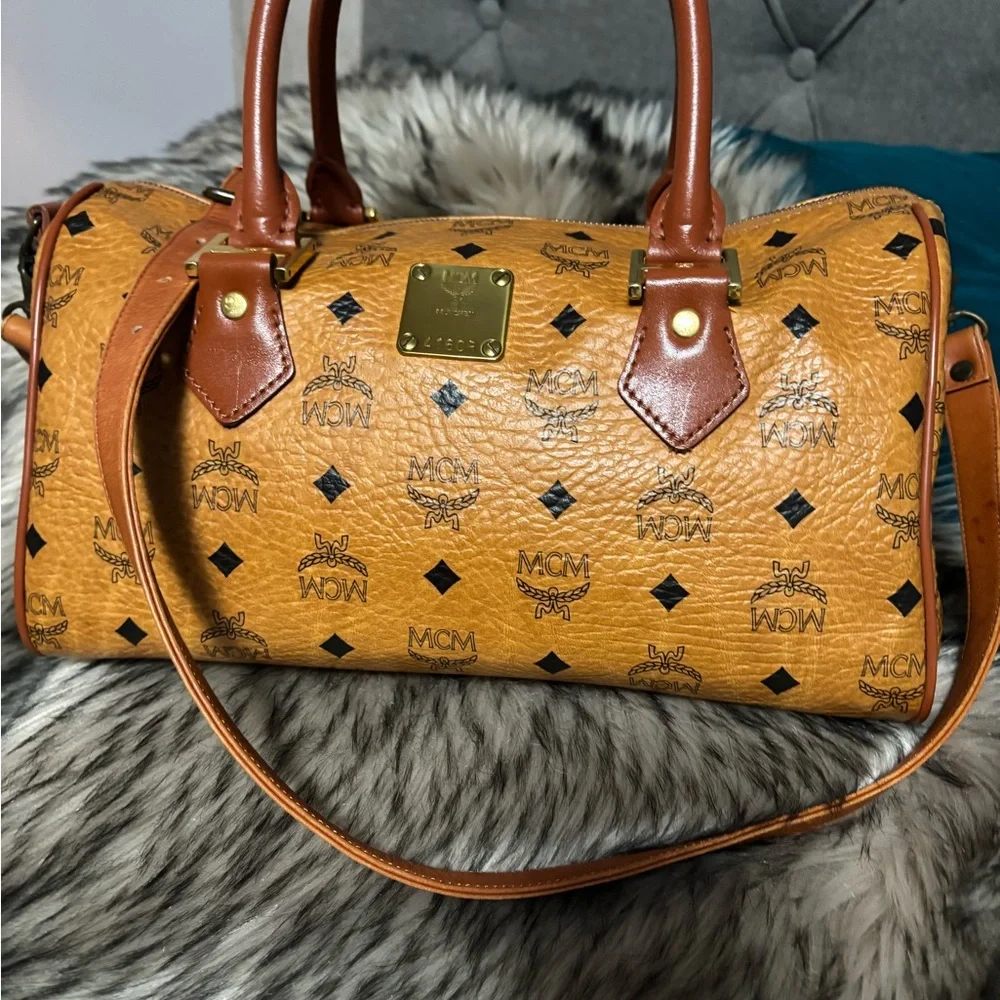 MCM Cognac Boston bag Visetos Satchel - Picture 9 of 14